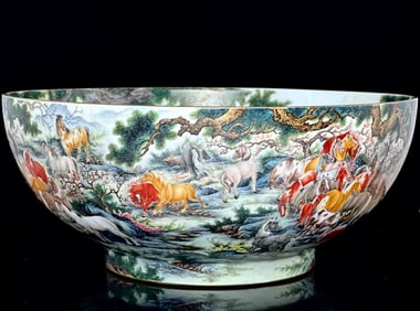 A treasure of Qianlong's imperial view, a large bowl of 100 horses