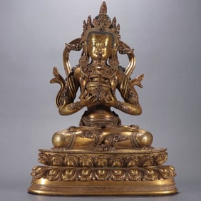 A piece of Qing Dynasty gilt Tibetan immeasurable longevity