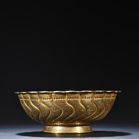 An old collection sterling silver gilt lotus bowl