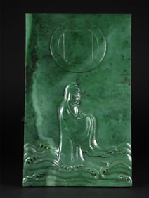 A piece of Qing Dynasty Hetian jade jasper Dharma crossing the river interstitial