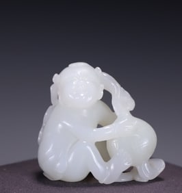 An old Hetian jade boy pendant