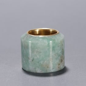 A piece of Qing Dynasty jadeite gold-filled wrench