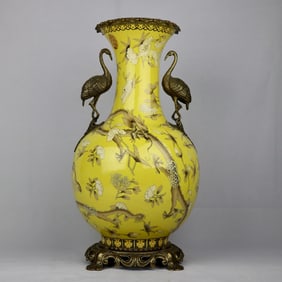 A Daya Zhai dragon pattern inlaid with bronze crane amphorae