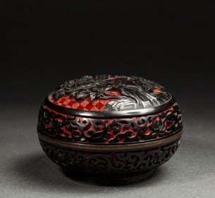 One piece of Qing Dynasty lacquerware peony powder box