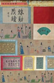 A Tang Dynasty Zhang Xuan silk pounding picture fine long scroll