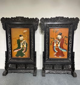 A red sandalwood carved screen