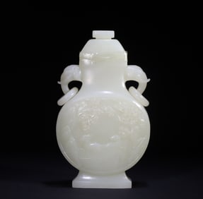 A piece of white jade Fulu Tongchun vase ornament
