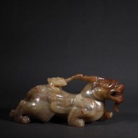A piece of Hetian Jade Man riding beast