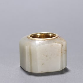 A piece of Qing Hetian jade gold-coated wrench