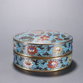 A piece of Ming Dynasty copper gilt filigree cloisonné pomegranate pattern lid box