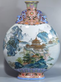 A piece of Qianlong in the Qing Dynasty through the scenery pavilions and pavilions landscape