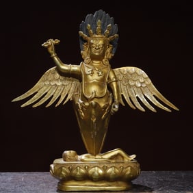 A bronze gilt Buddha statue [Golden-winged Dapeng Bird] Buddha statue