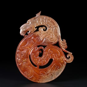 A piece of Hetian jade, dragon and phoenix jade