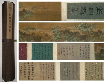 A handscroll of Song Huizong's "Genyue Garden Map".