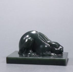 A Qing dynasty jasper rabbit ornament
