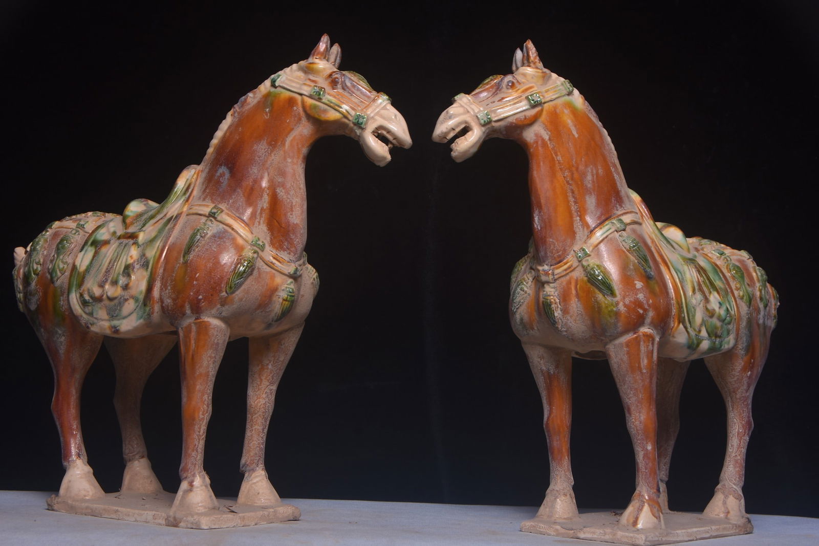 A pair of old collection "Tang Sancai Glazed Horses" (1 of 9)