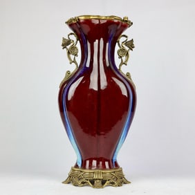 A kiln-glazed copper lace amphora vase