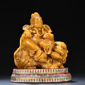 A piece of Zheng Renjiao's Tianhuang stone carving treasure king ornaments
