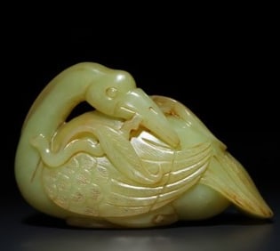 One piece of Hetian jade topaz goose handle piece