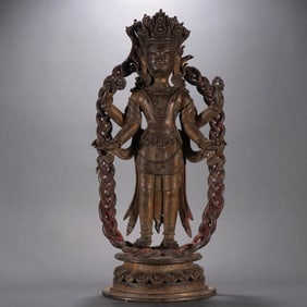 A piece of Qing Dynasty gilded Nagarjuna Bodhisattva