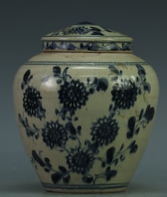 A piece of blue and white twig-twig lotus jar