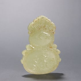 A piece of Hetian Topaz Boy Hip Play Gourd Brand