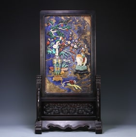 A piece of Qing Dynasty desk elegant ware red sandalwood frame lapis lazuli treasure inlay Taiping