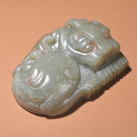 A piece of Hetian jade divine beast ornaments