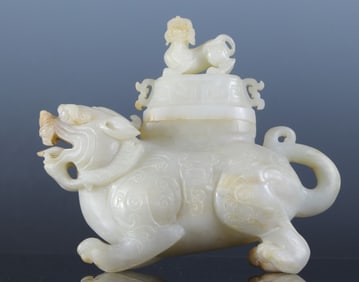 A piece of Hetian Yurui beast button incense burner