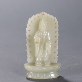 A medieval statue of Hetian Jade Guanyin