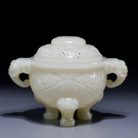 One piece of Hetian jade incense burner
