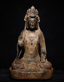 A piece of Northern Qi bluestone painted Guanyin