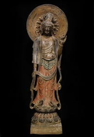 A piece of Tang bluestone painted Guanyin
