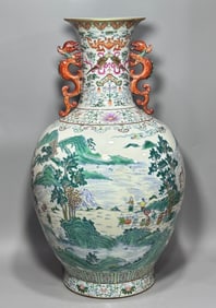 A piece of the Qianlong year of the Qing Dynasty Yangcai Wanguo came to the dynasty to figure the