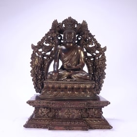 A piece  of Qing Dynasty copper clay gold Medicine Buddha