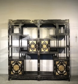 A piece of rosewood inlaid with shell bogu shelf