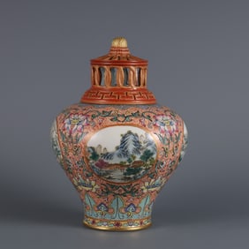 A piece of Qianlong in the Qing Dynasty pastel pickpocketing flowers bloom in the four seasons