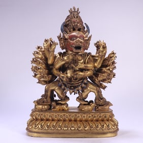 A piece of Qing Dynasty bronze gilt Daweide King Kong