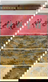 A handscroll of a hundred deer painted by Tang Bohu on silk