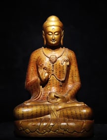 A piece of Northern Qi bluestone gilt Buddha statue hand-painted scriptures with exquisite