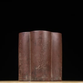 A piece of Jiang Yanting's old purple sand plum blossom poetry pen holder