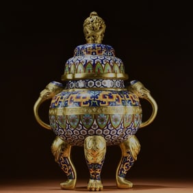 One piece  of cloisonné enamel dragon twist four-legged incense burner