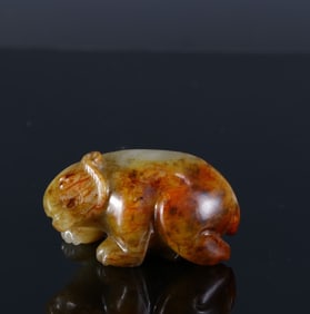 One piece of Hetian jade red bear handle