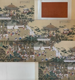 A copy of Zhang Daqian's imitation of "Tang Yin's Hundred Sons" on silk