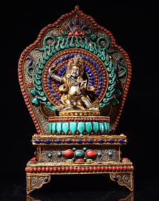 One piece  of bronze gilt silver inlaid with precious diamond hands