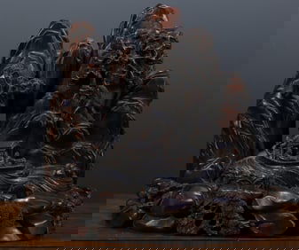 An agarwood landscape figure ornament