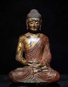 A piece of Tang bluestone painted Buddha statue