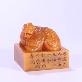 A Qingtian Huangshi dragon turtle button seal