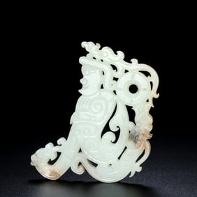 A piece of human dragon and phoenix jade