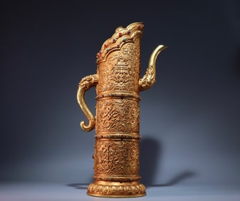 A bronze gilt eight auspicious pots
